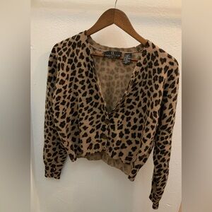 Vintage Angora and Wool Leopard Print Cardigan